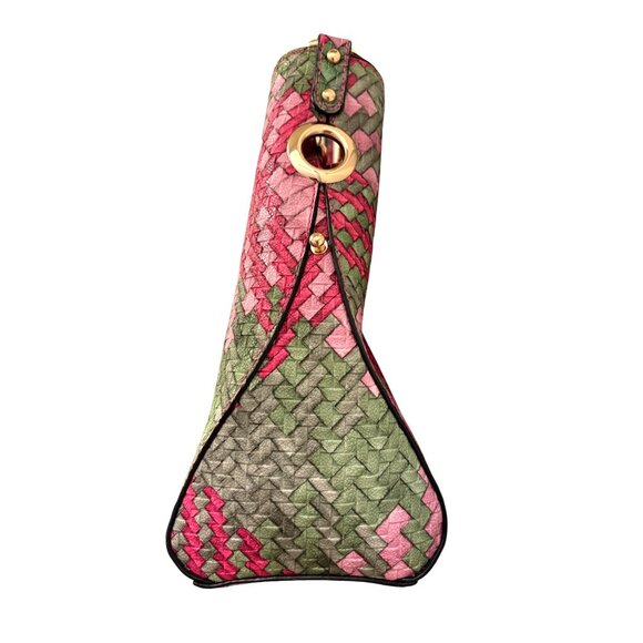 Woven Pink & Green Tote Bag, Adjustable Detachable Strap, Casual/Professional - Picture 6 of 10